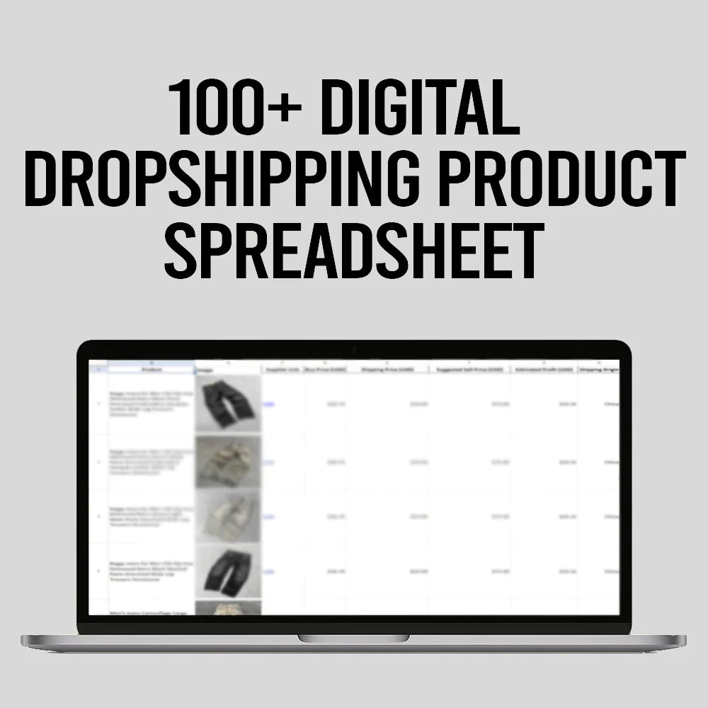 100+ Digital Dropshipping Product Spreadsheet
